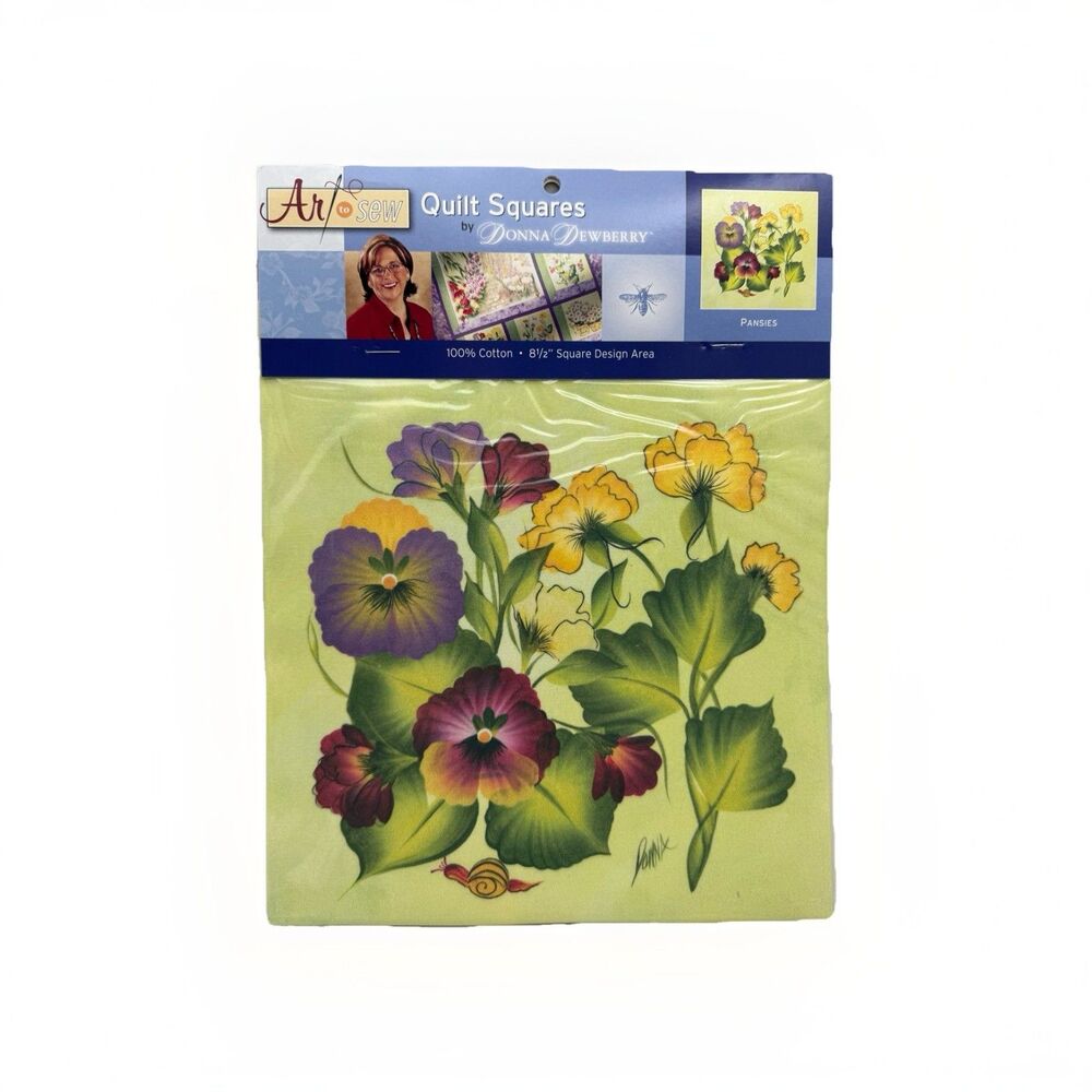 Donna Dewberry Art to Sew Pansies Quilt Square Garden Path Collection Cotton